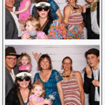 Wedding guests enjoying photo booth at Spinelli’s in Comfort Texas