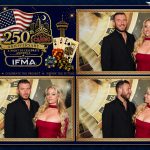 IFMA guests enjoying a branded photo booth experience at Casino Night.