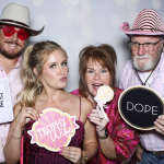 Family and friends celebrating the Uries' wedding at the San Antonio Zoo.